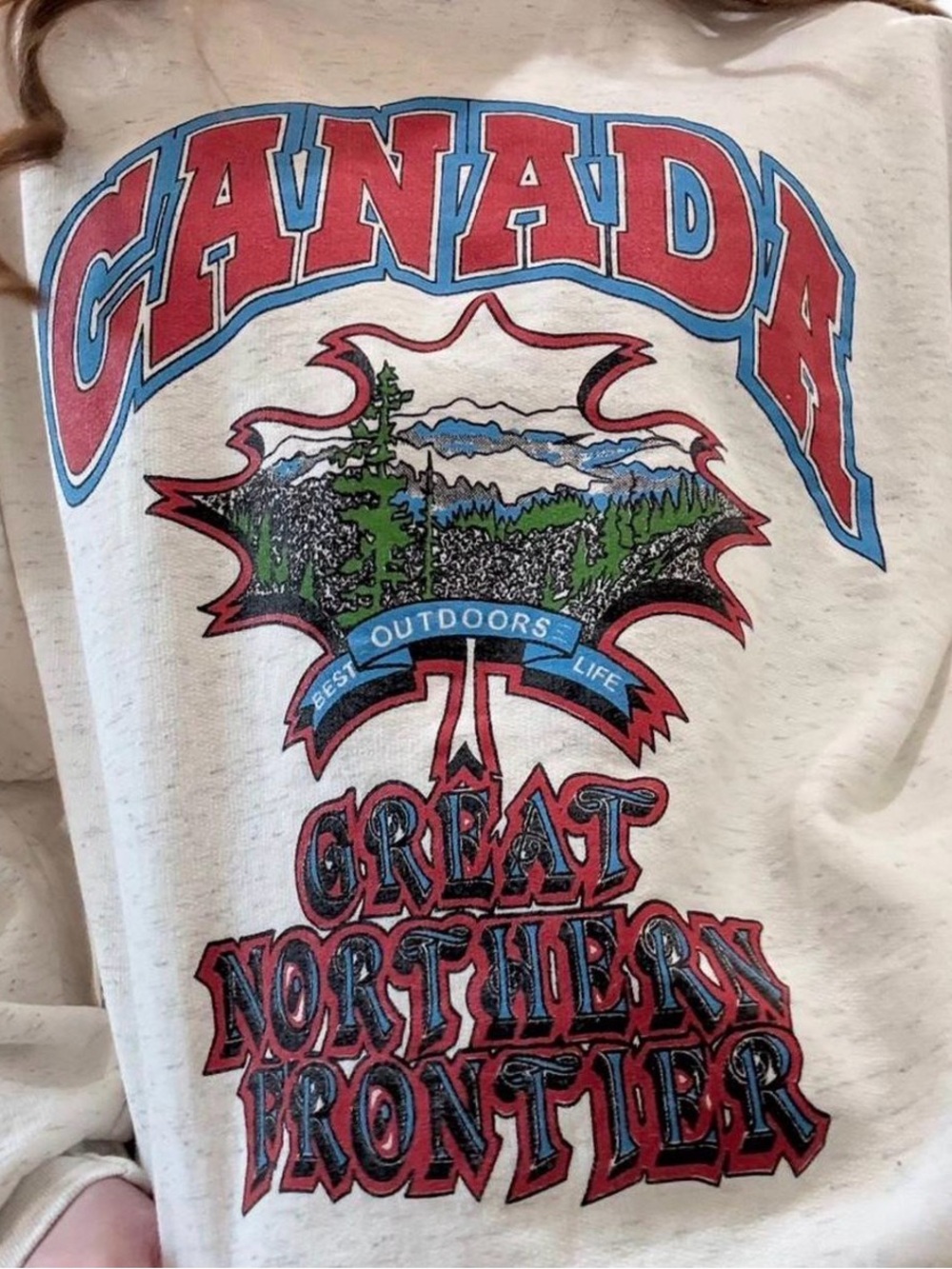 Vintage Canada Graphic Crewneck Sweatshirt - Cream, Red, Blue